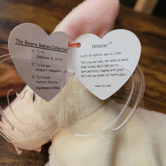 Ty Beanie Babies Nibbler Ears Nibbly The Rabbit's Vintage NWT - Picture 4 of 9